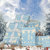 北欧セーターベージュウィンターアニマルズブルースカイ ラッピングペーパー