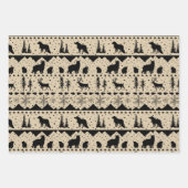 北欧セーターベージュ白黒冬季動物 ラッピングペーパーシート (正面3)