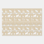 北欧セーターベージュ白黒冬季動物 ラッピングペーパーシート (正面2)