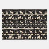 北欧セーターベージュ白黒冬季動物 ラッピングペーパーシート (正面)