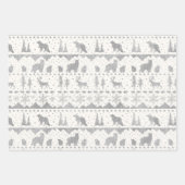 北欧セーター中性ベージュシルバーウィンター動物 ラッピングペーパーシート (正面)