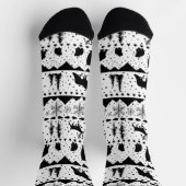 北欧セーター冬の動物の黒と白の靴下 ソックス (上部)