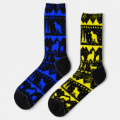 北欧セーター冬の動物イエロー&ブルー ソックス (左)
