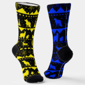 北欧セーター冬の動物イエロー&ブルー ソックス (傾斜あり)