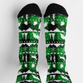 北欧セーター冬の動物グリーンバッファロープレイド ソックス (上部)