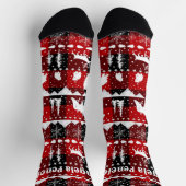 北欧セーター冬の動物バッファロープレイド名 ソックス (上部)