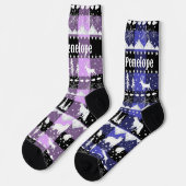 北欧セーター冬の動物パープルバイオレットプレイド ソックス (左)