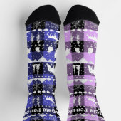 北欧セーター冬の動物パープルバイオレットプレイド ソックス (上部)