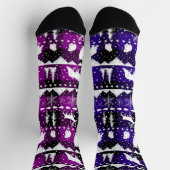 北欧セーター冬の動物パープルバッファロープレイド ソックス (上部)