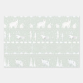 北欧セーター冬の動物ミュート緑の青 ラッピングペーパーシート (正面3)