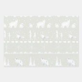 北欧セーター冬の動物ミュート緑の青 ラッピングペーパーシート (正面)