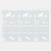 北欧セーター冬の動物ミュート緑の青 ラッピングペーパーシート (正面3)