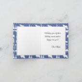 北欧セーター夕暮れスカイブルー冬の動物 シーズンカード (内部)