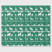 北欧セーター白い冬の動物の森グリーン ラッピングペーパー (フラット)