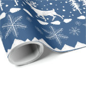 北欧セーター白い冬の動物ネイビーブルー ラッピングペーパー (ロールコーナー)