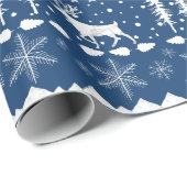 北欧セーター白い冬の動物ネイビーブルー ラッピングペーパー (ロールコーナー)