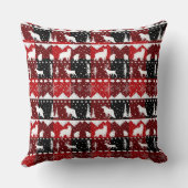 北欧セーター白い冬の動物バッファロープレイド クッション (裏面)