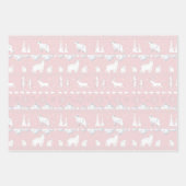 北欧セーター白い冬の動物ピンクかわいらし色 ラッピングペーパーシート (正面3)