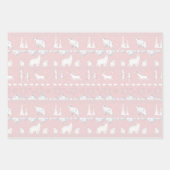 北欧セーター白い冬の動物ピンクかわいらし色 ラッピングペーパーシート (正面)