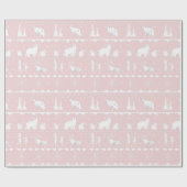 北欧セーター白い冬の動物ピンクかわいらし色 ラッピングペーパー (フラット)