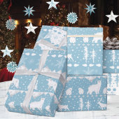 北欧セーター白い冬の動物ブルースカイ ラッピングペーパー