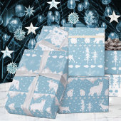 北欧セーター白い冬の動物ブルースカイ ラッピングペーパー