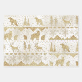 北欧セーター金ゴールド冬動物真珠ホワイト ラッピングペーパーシート (正面3)