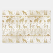 北欧セーター金ゴールド冬動物真珠ホワイト ラッピングペーパーシート (正面)