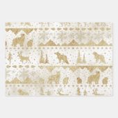 北欧セーター金ゴールド冬動物真珠ホワイト ラッピングペーパーシート (正面3)