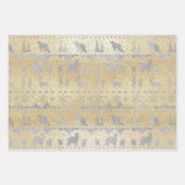 北欧セーター銀冬の動物金ゴールドリップル ラッピングペーパーシート (正面3)