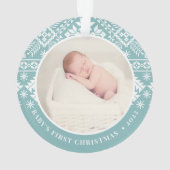 北欧セーター |ベビーの初めてのクリスマス写真 オーナメント (裏面)