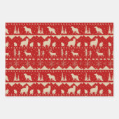 北欧セーターBeige赤い冬の動物 ラッピングペーパーシート (正面3)