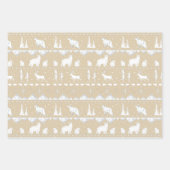 北欧セーターBeige赤い冬の動物 ラッピングペーパーシート (正面3)