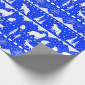 北欧セータ王室のーブルー&ホワイト冬季動物 ラッピングペーパー (角)