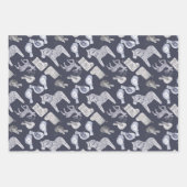 北欧ダーラ馬 モミジ 赤 青 クリスマス ラッピングペーパーシート (正面3)