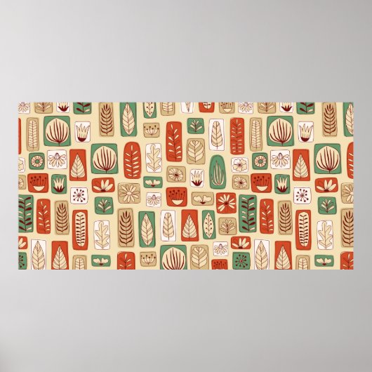 北欧デザインタイル葉抽象芸術。P ポスター (正面)