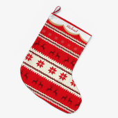 北欧トナカイパーソナライズされたパターン ラージクリスマスストッキング (正面 (吊り時))