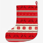 北欧トナカイパーソナライズされたパターン ラージクリスマスストッキング (裏面)
