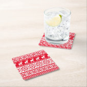 北欧トナカイ醜いクリスマスセーターパーティー スクエアペーパーコースター (インサイチュ)