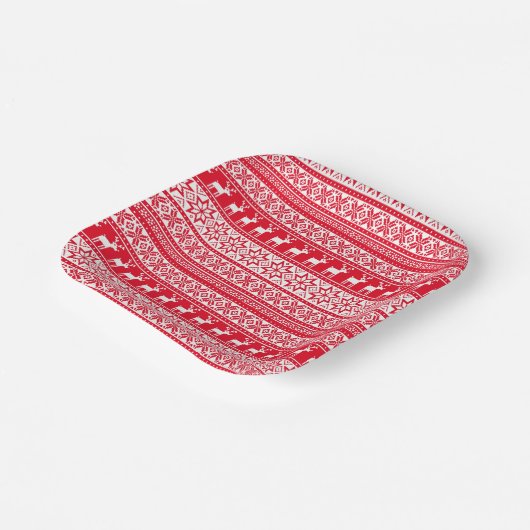 北欧トナカイ醜いクリスマスセーターパーティー ペーパープレート (傾斜あり)