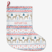 北欧トナディアスカンジナビアパーソナライズされたフェアイル ラージクリスマスストッキング (正面)