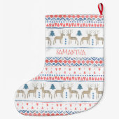 北欧トナディアスカンジナビアパーソナライズされたフェアイル ラージクリスマスストッキング (裏面)