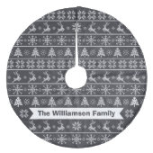 北欧ニットモダン醜いセーターの黒板の名前 フリース ツリースカート (正面)