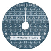 北欧ニット醜いセーターモダンネイビーホワイト名 フリース ツリースカート (正面)