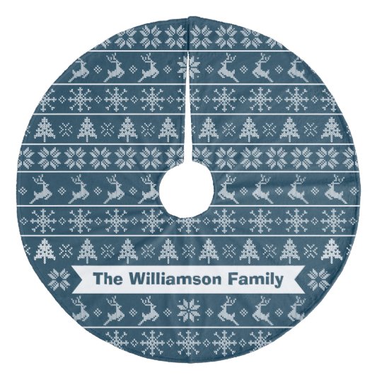 北欧ニット醜いセーターモダンネイビーホワイト名 フリース ツリースカート (正面)