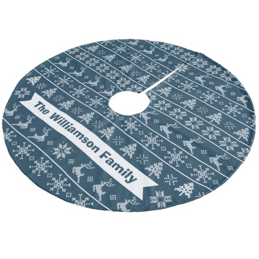 北欧ニット醜いセーターモダンネイビーホワイト名 フリース ツリースカート (アングル)