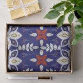 北欧ネイビーフローラリーフ水彩フォークアート 薄葉紙 (ギフト)