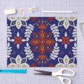 北欧ネイビーフローラリーフ水彩フォークアート 薄葉紙 (クラフト)