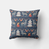 北欧ネイビーブルークリスマストインデアツリーフローラ クッション (裏面)