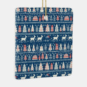 北欧ネイビーブルークリスマスワンダーランドミニマリスト セラミックオーナメント (右)